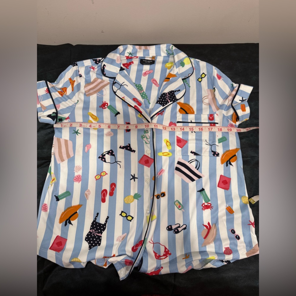 🔥Kate Spade Blue Striped Sleepwear Top Size S EC🔥 - Picture 5 of 6
